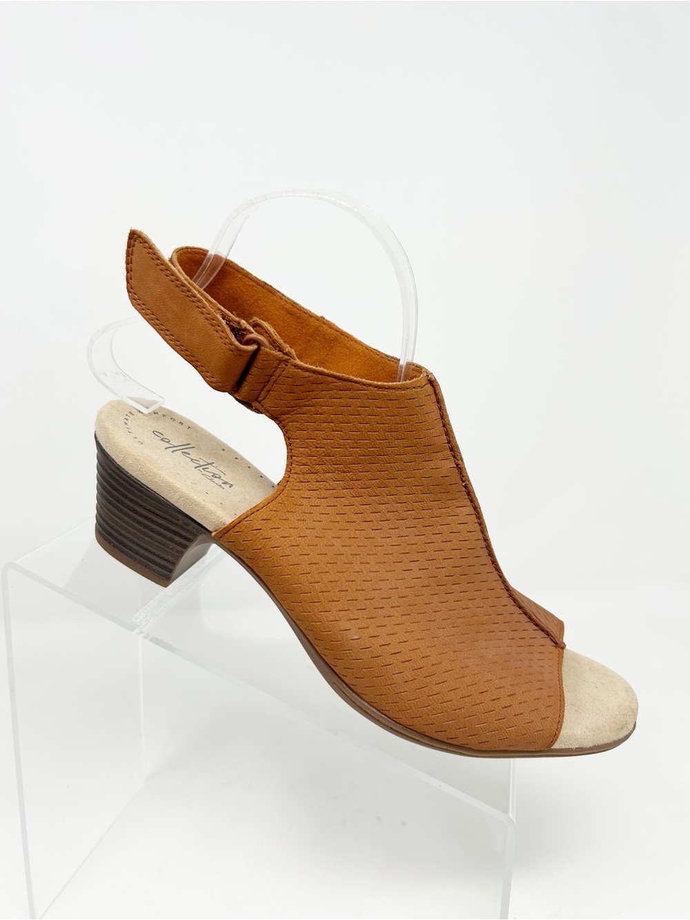 Clarks Valarie James Slingback Sandals Orange Open Toe Block Heel Size 9.5